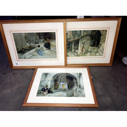 125 - 3 framed prints of Eastern European street scenes. Collect only