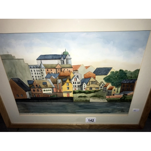 142 - A framed & glazed watercolour by Norman Roscoe, 1988. Collect only