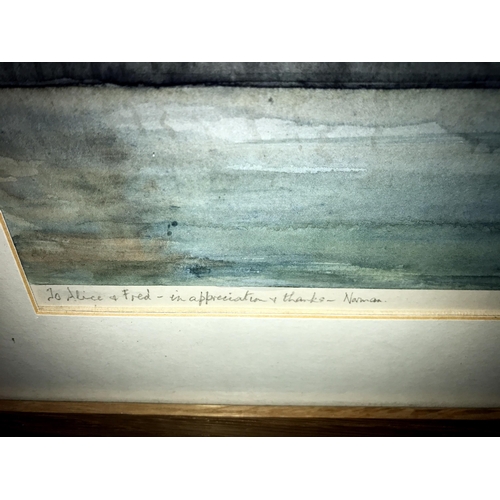 142 - A framed & glazed watercolour by Norman Roscoe, 1988. Collect only