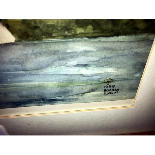 142 - A framed & glazed watercolour by Norman Roscoe, 1988. Collect only