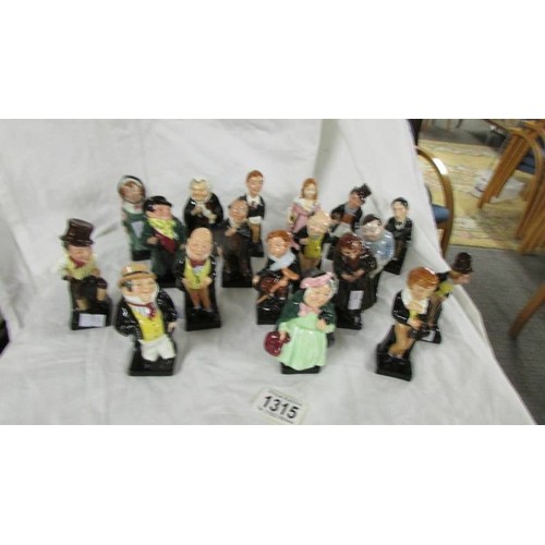 1315 - 18 Royal Doulton Pickwick figures: Macawber, Captain Little, Buxfuz, Pecksnif, Tiny Tim, Dick Swivel... 