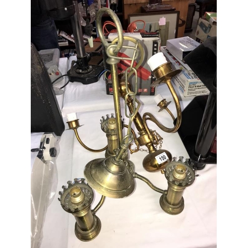 150 - 2 brass chandelier ceiling lights. Collect only