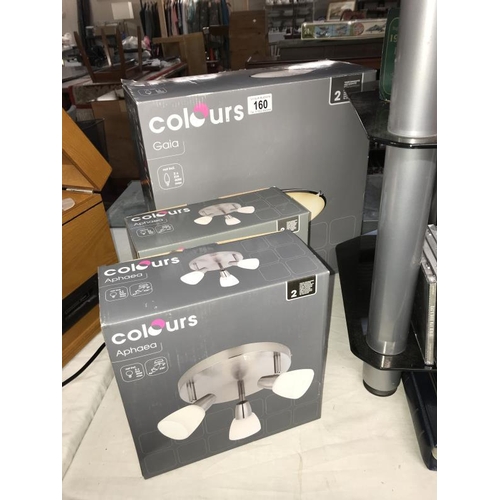 160 - 3 various boxed colours ceiling lights