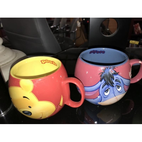 163 - 4 Disney Winnie The Pooh, Tigger, Eeyore & Patchwork mugs