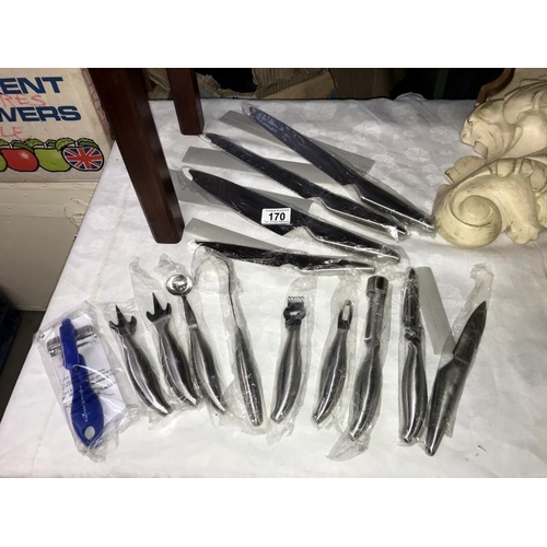 170 - A selection of chefs knives & tools