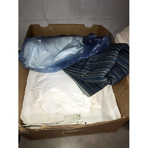 172 - 2 large boxes of linen & materials etc.