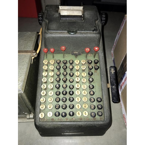 177 - A National time recorder clocking in clock & Adros adding machine. Collect only