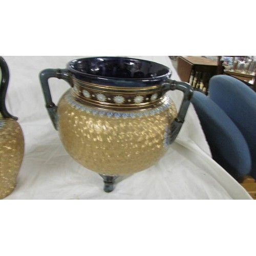 1350 - A gold decorated jardiniere and jug.