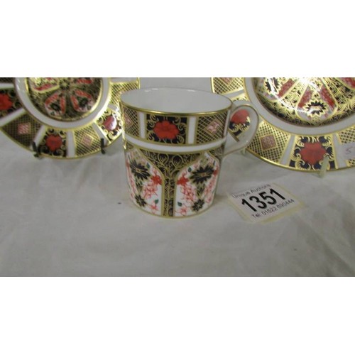 1351 - A Royal Crown Derby Old Imari Pattern trio.