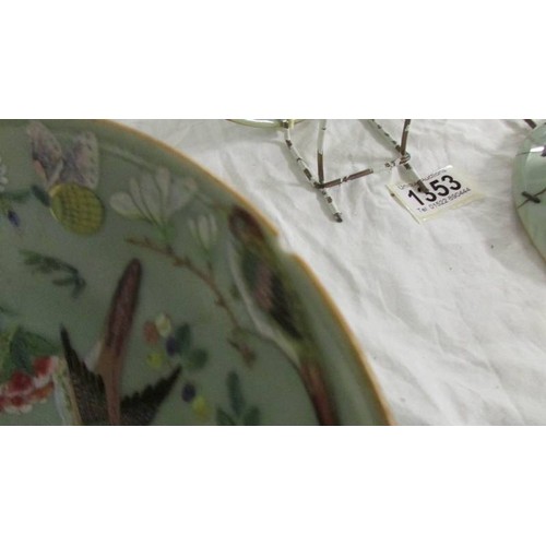 1353 - Four hand painted chinese plates, one chipped others good.