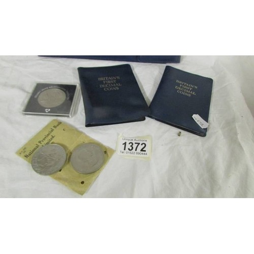 1372 - A C S Cable Ventury naming pack including medalion, decimal coin sets, Churchill crown etc.,