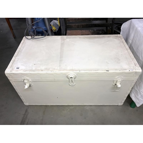 180 - A large painted travel trunk. Collect only.