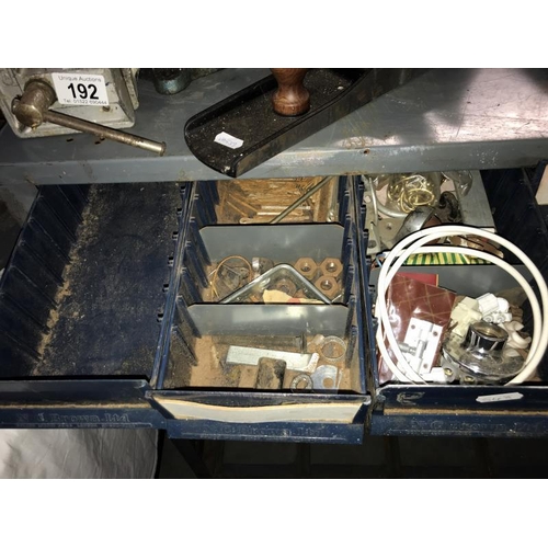 193 - A metal tool drawer cabinet (92cm x 31cm x 95cm high) (COLLECT ONLY)