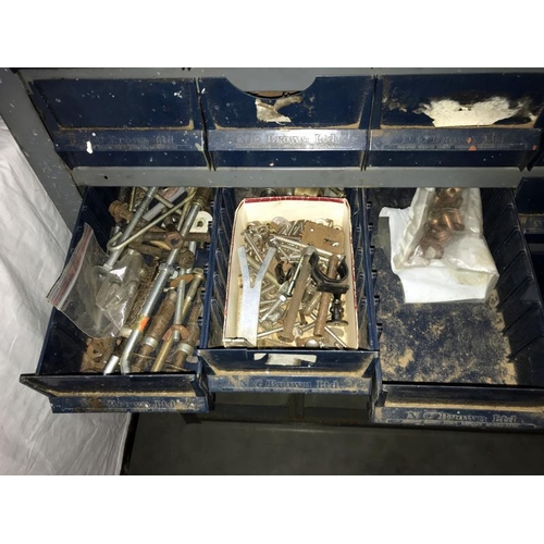 193 - A metal tool drawer cabinet (92cm x 31cm x 95cm high) (COLLECT ONLY)