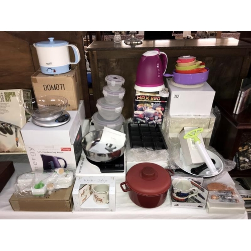 222 - A quantity of new and boxed kitchenalia including scales & storage containers etc.