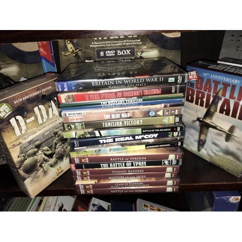 228 - A quantity of war related DVD's including collectors sets & many sealed