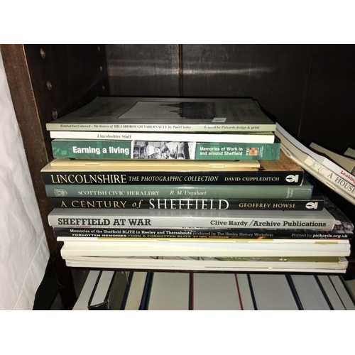 229 - A selection of reference books including Heraldry, Genealogy, Sheffield etc. (2 shelves)