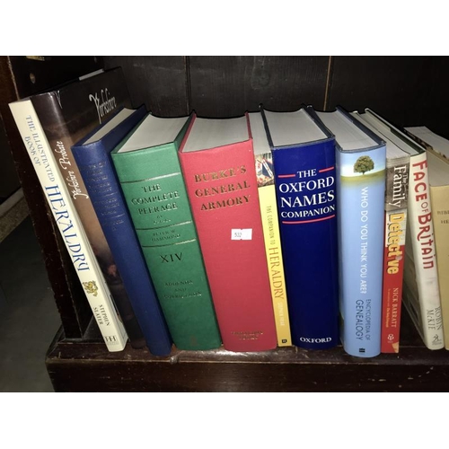 229 - A selection of reference books including Heraldry, Genealogy, Sheffield etc. (2 shelves)