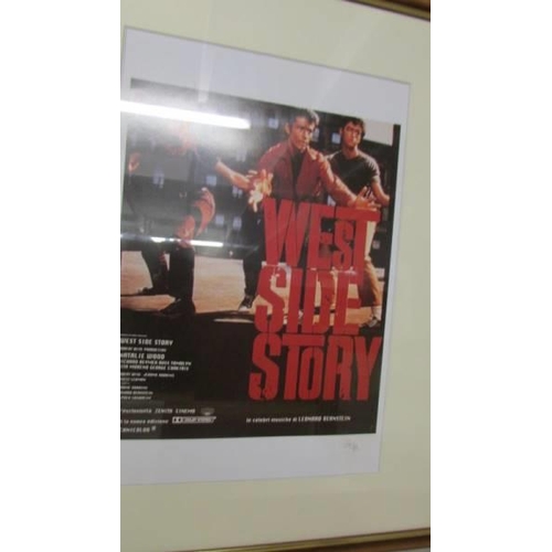 1377 - West Side Story film poster/print, Natalie Wood, Frame size approx 24 ½ x 19 ½ inches (Glazed)