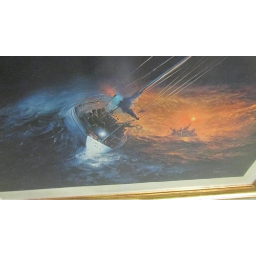 1390 - A framed and glazed seascape entitled A Fastnet Rescue by Laurence Bailey.