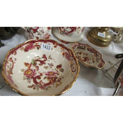 1433 - A Mason's 'Mandalay Red' pattern jug, planter, large bowl and small dish.