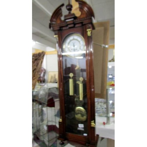 1454 - A mahogany double weight wall clock.