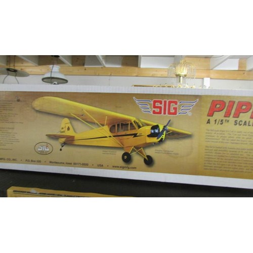 1468 - A boxed 1/5 scale Piper J-3 Cub R.C. model aircraft kit, unchecked for completeness.