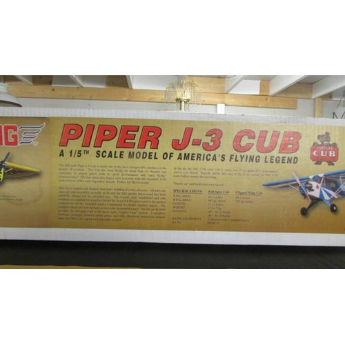 1468 - A boxed 1/5 scale Piper J-3 Cub R.C. model aircraft kit, unchecked for completeness.