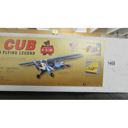 1468 - A boxed 1/5 scale Piper J-3 Cub R.C. model aircraft kit, unchecked for completeness.