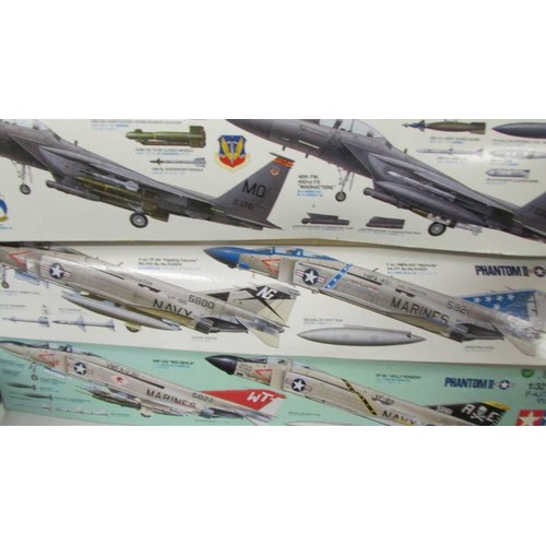 1477 - 3 Tamiya 1/32 scale model aircraft kigs including 2 Phantom (sealed) and a Boeing Strike Eagle part ... 