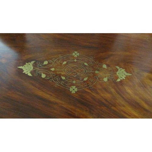 1481 - A brass inlaid tray type coffee table.