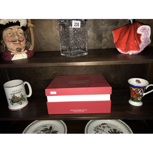 235 - A boxed set of Underground Trooping The Colour mugs, 2 Portmeirion garden dinner plates, A Royal Dou... 