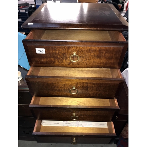 243 - 2 dark wood stained chests of drawers (53cm x 47cm x 72cm high & 82cm x 47cm x 72cm high) (COLLECT O... 