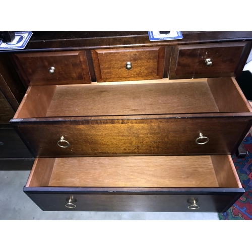 243 - 2 dark wood stained chests of drawers (53cm x 47cm x 72cm high & 82cm x 47cm x 72cm high) (COLLECT O... 