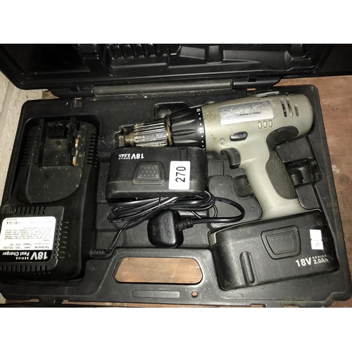 270 - An 18V cordless hammer drill (working when tested)