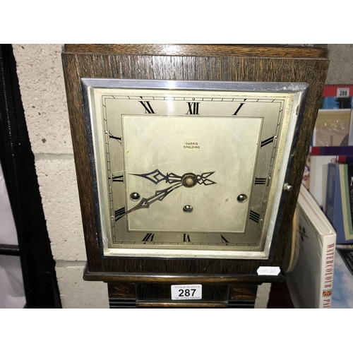 287 - A 1930's Harris of Spalding Grandmother clock, No key or glass door (height 153cm) (COLLECT ONLY)