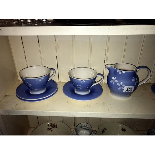 306 - A set of 6 Tanaka Japan cups & Saucers, Royal Albert Forget-Me-Not cups & saucers, glassware & bowls... 