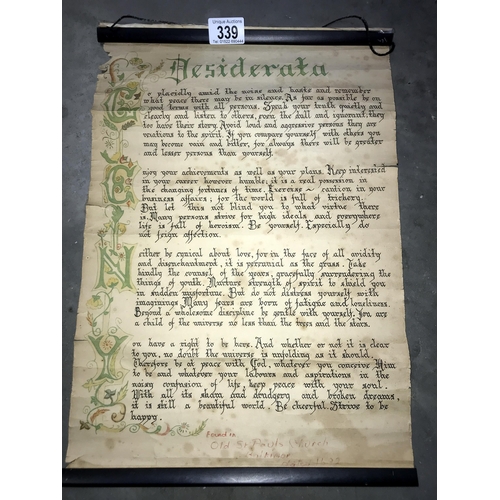 339 - An early hanging copy of Desiderata by Max Ehrmann