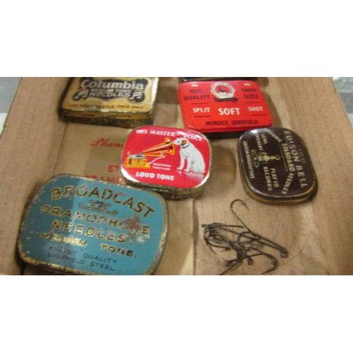 1521 - A quantity of gramaphone needle tins etc., (some with needles).