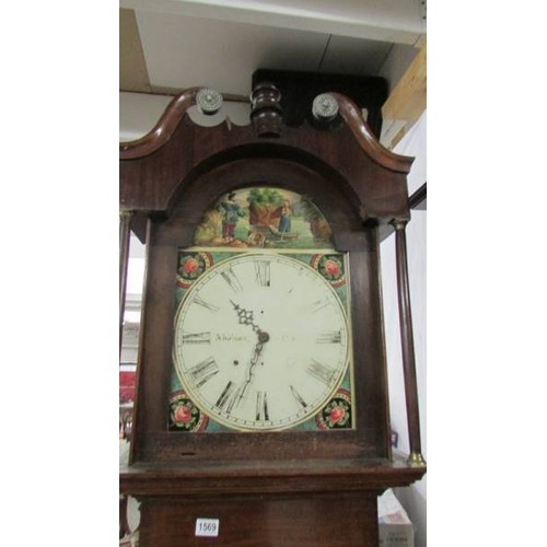 1569 - An oak cased Grandfather clock.