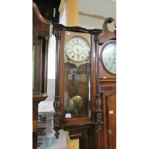 1570 - A Victorian mahogany wall clock.