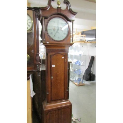 1571 - An oak cased Grandfather clock marked Mason, Chesterfield.