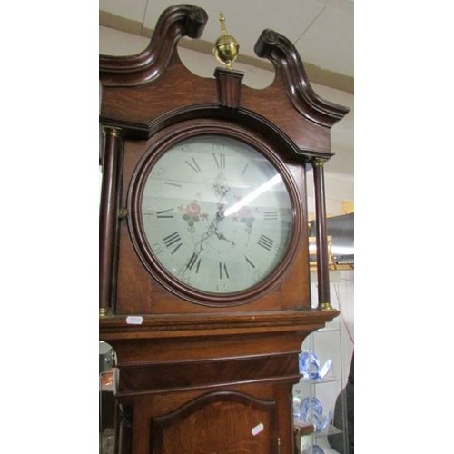 1571 - An oak cased Grandfather clock marked Mason, Chesterfield.