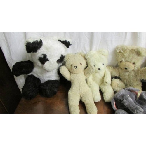 1574 - A mixed lot of early 1960's soft toys: 3 Wendy Boston bears (1962, 1964, 1966) Large big ted (1966) ... 