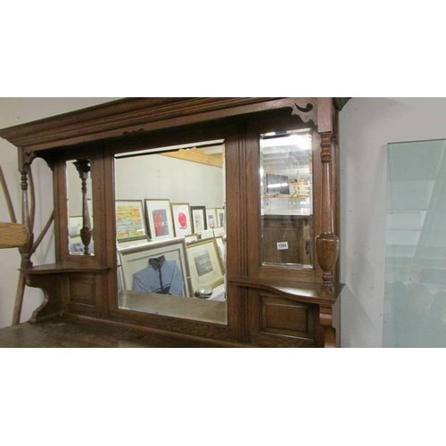 1584 - A late 19th century oak mirror backed sideboard. Collect only