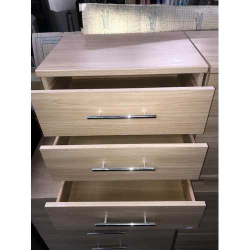 381 - 4 light wood effect bedroom chest of drawers 50cm x 36cm x Height 56cm. 75cm x 43cm x Height 85cm