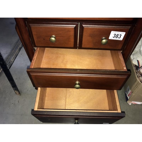 383 - A dark wood stained lounge chest of drawers, magazine rack, side table and pot stand 36.5 x 42.5 x H... 