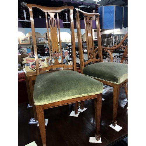 388 - A pair of Edwardian inlaid mahogany hall chairs. *Collect Only*