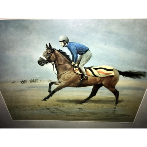 412 - A limited edition print 256/500 of Red Rum 'off to work on Southport Sands' ridden by Tommy Stock