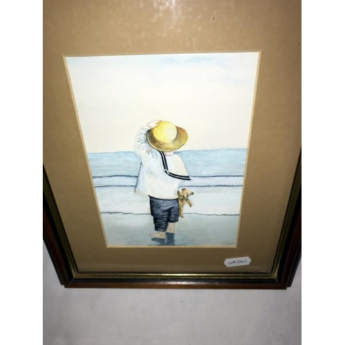 433 - 3 framed & glazed beach scene watercolours signed J.T. (Theobold)